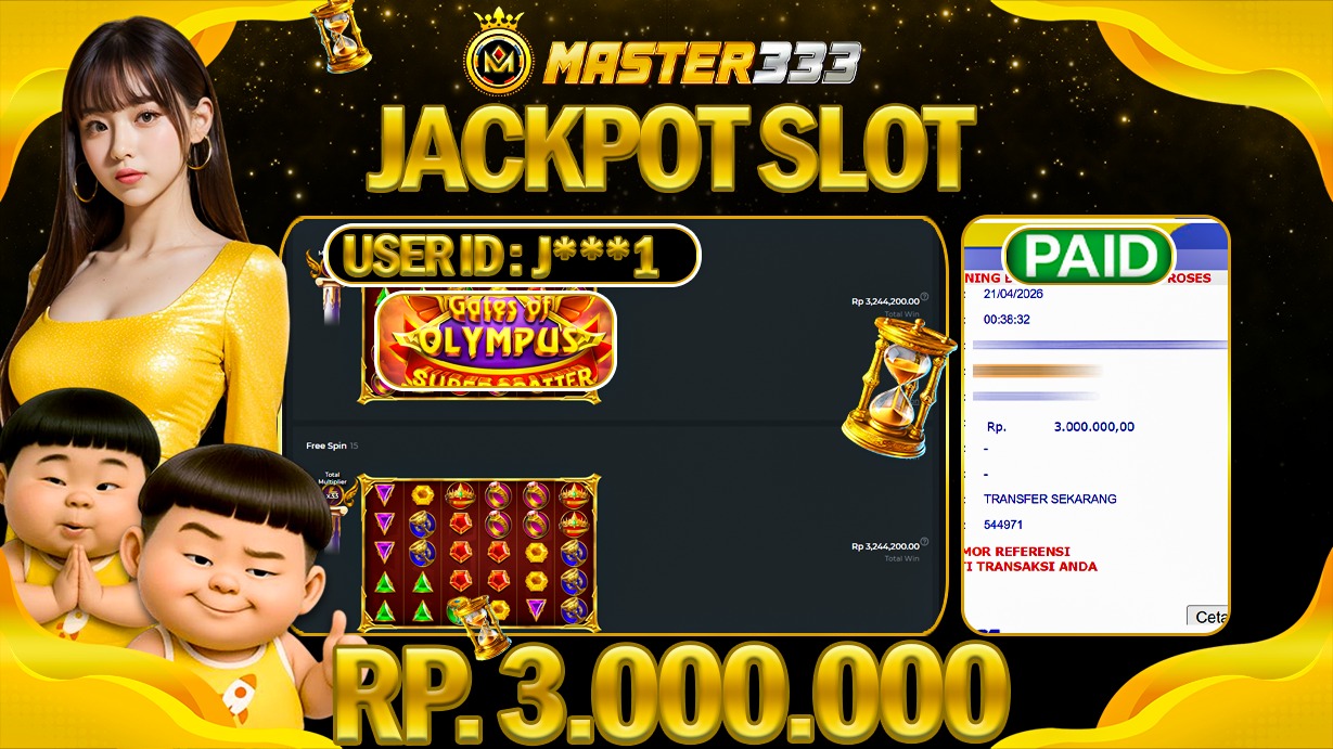 JACKPOT 3.000.000 JUTA DI MASTER333 LANGSUNG DI BAYAR LUNAS